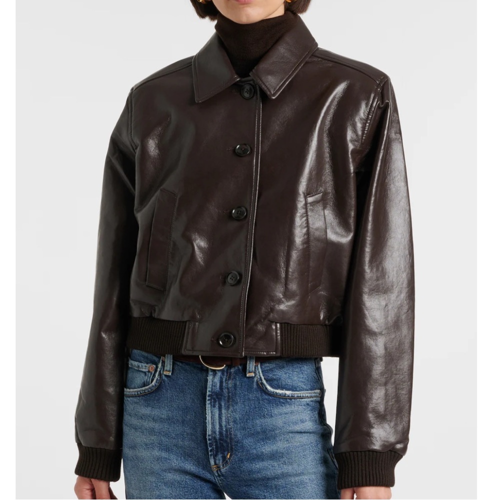 Citizens of Humanity Lola Bomber Recycled Leather Jacket Dark Brown XL NEW NWT